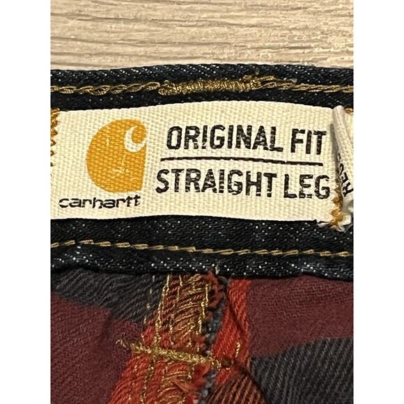 Carhartt Jeans Women's 12 Regular Straight Leg Pockets Denim Fleece Lined EUC - Picture 3 of 11